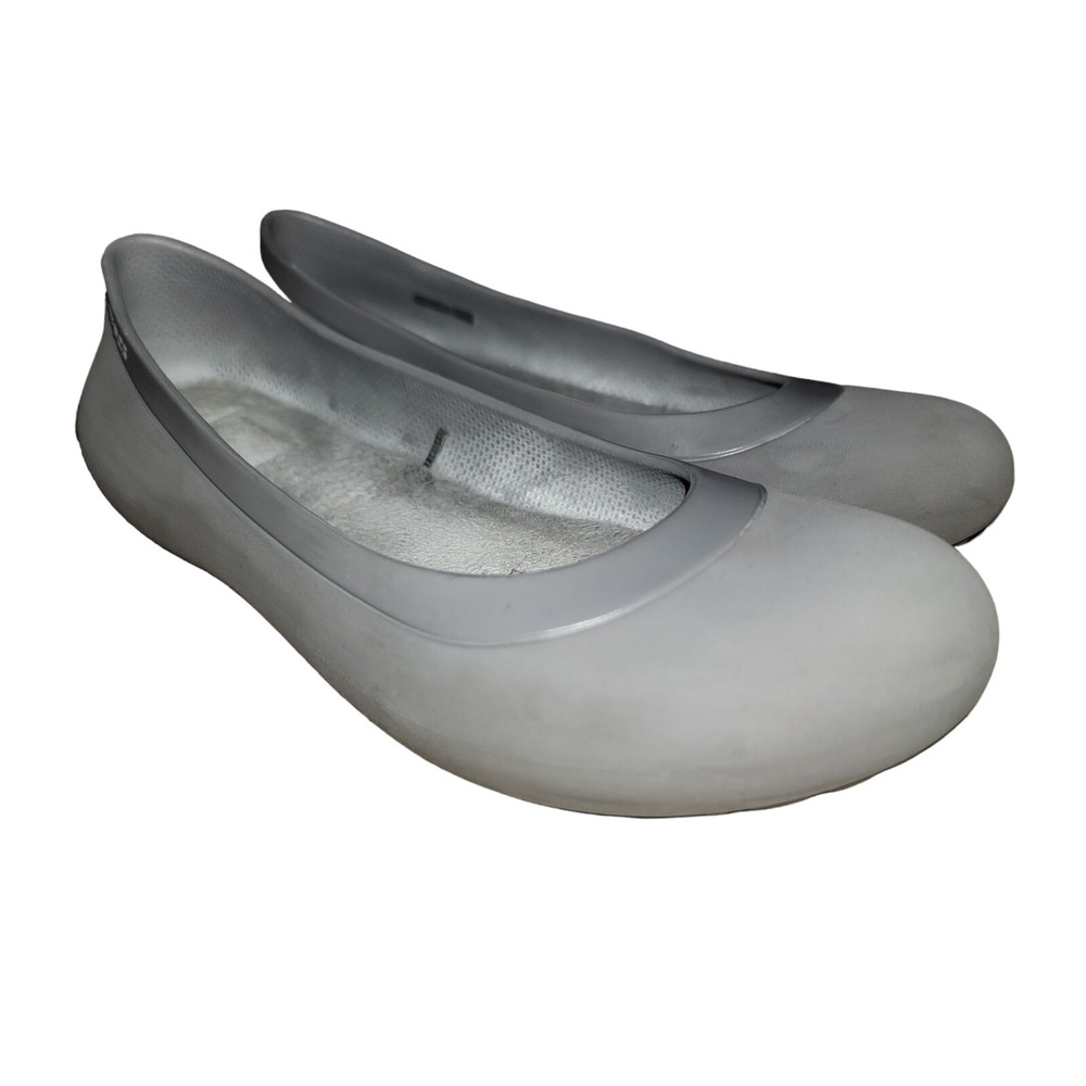 Crocs Women's Gray Mammoth Ballet Flats Shoes‎ Slip On Fur Lined Round Toe Sz 8